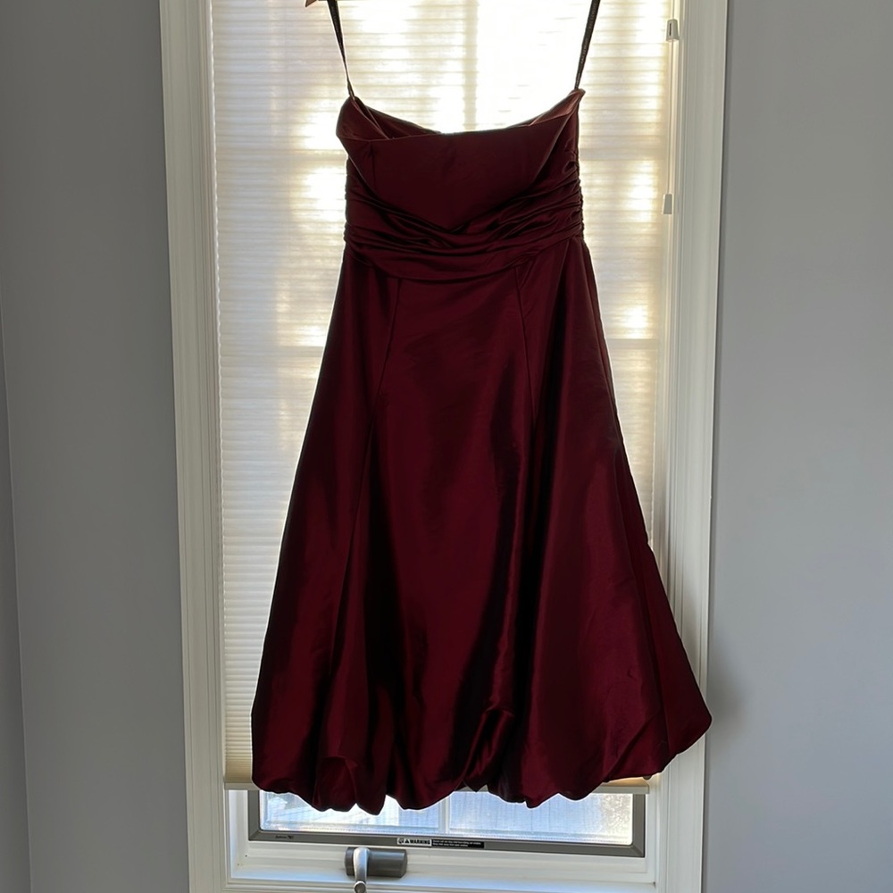 strapless red dress